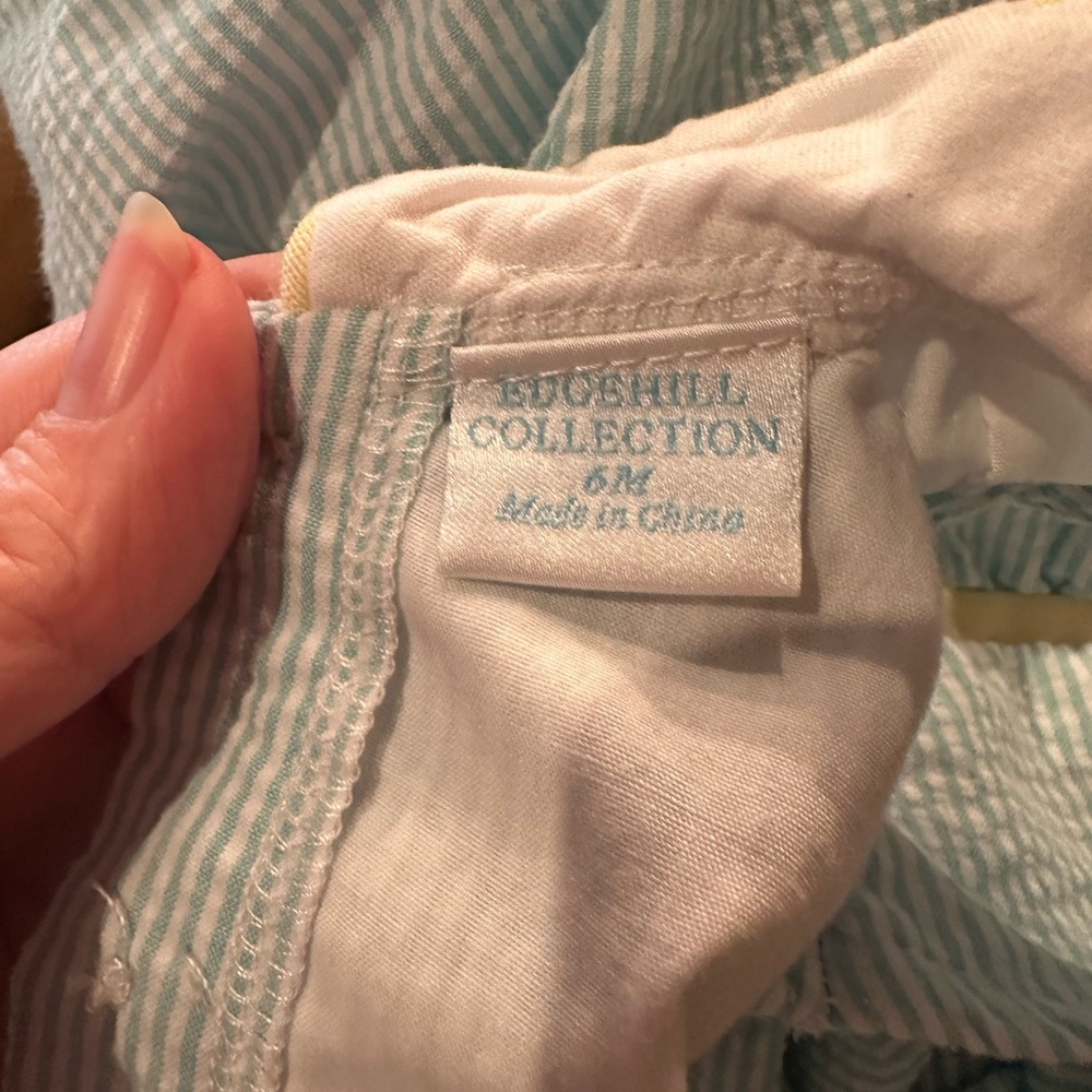 Edgehill Collection Striped Seersucker Romper with Anchor Embroidery - Picture 6 of 7